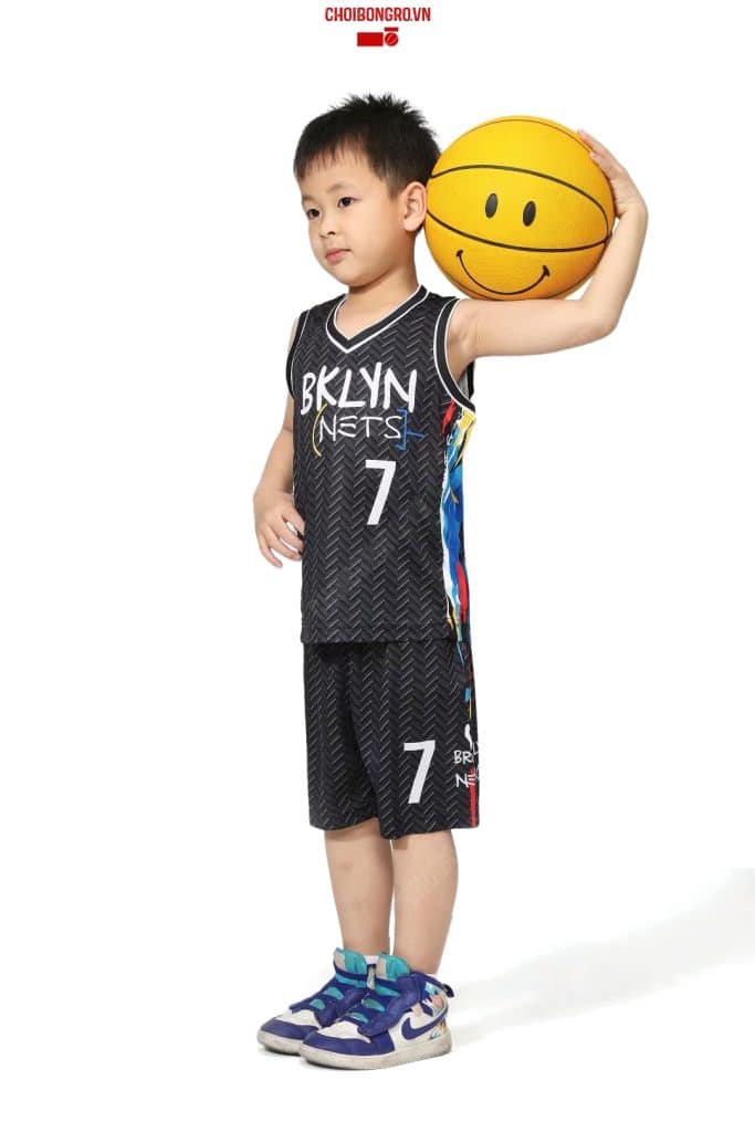 Bộ quần áo bóng rổ trẻ em - KD Nets City Editions 2021 Đen