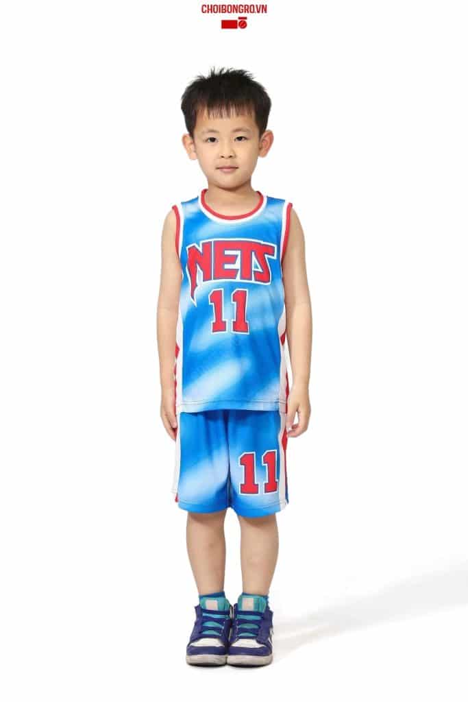 Bộ quần áo bóng rổ trẻ em - Kyrie Nets City Editions 2021 Xanh