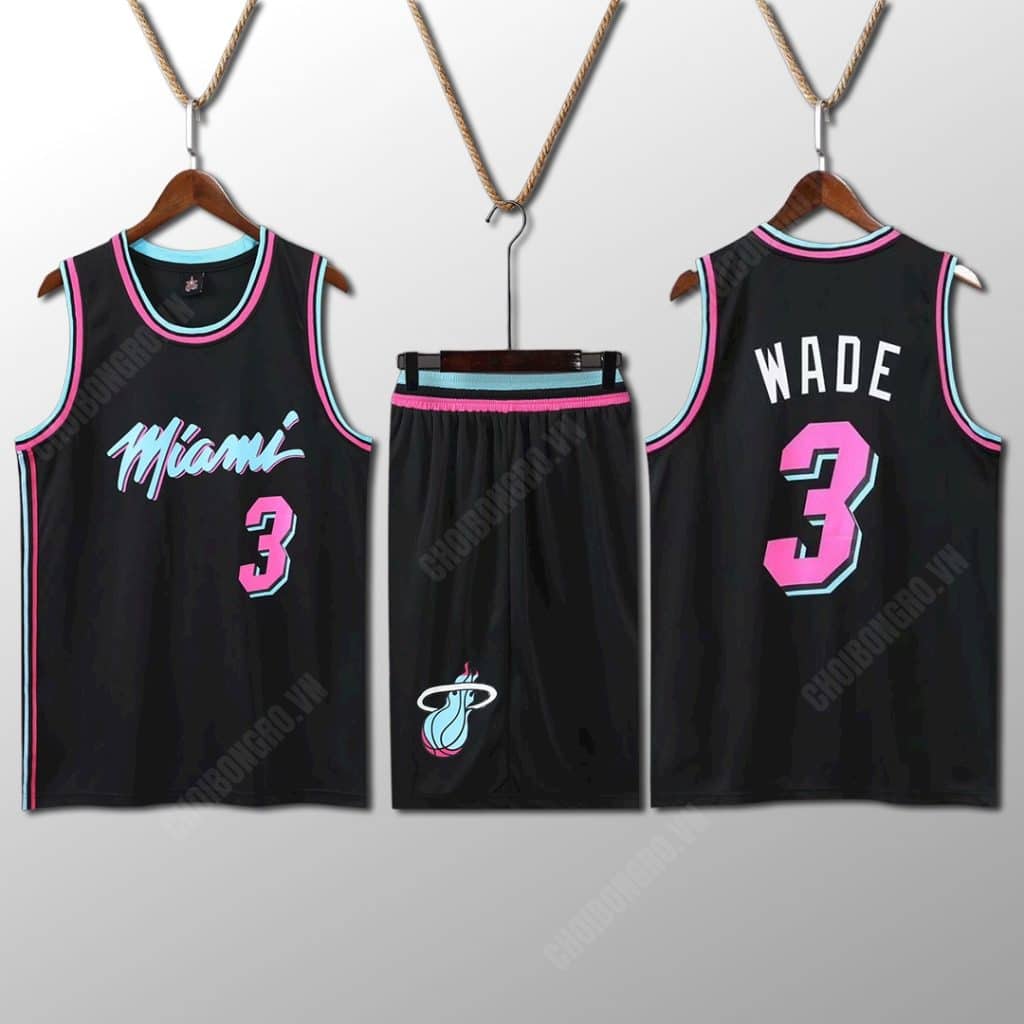 Bộ quần áo bóng rổ Wade Miami - Đen