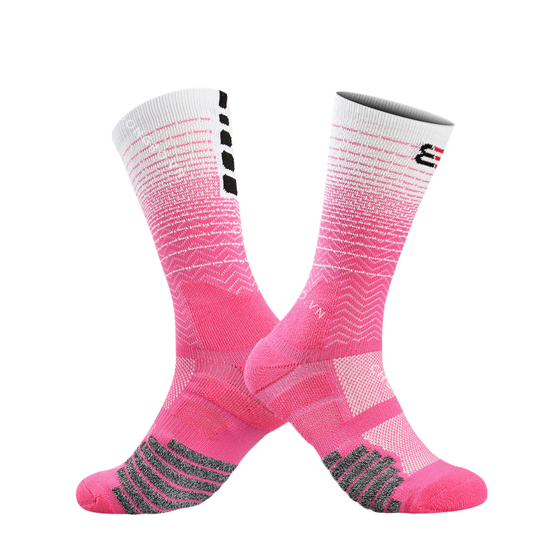 Tất bóng rổ 8 Series Gradient Elite Crew – Hồng trắng
