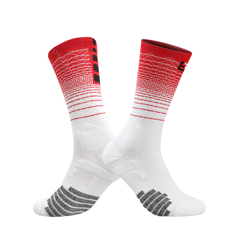 Tất bóng rổ 8 Series Gradient Elite Crew – Trắng đỏ