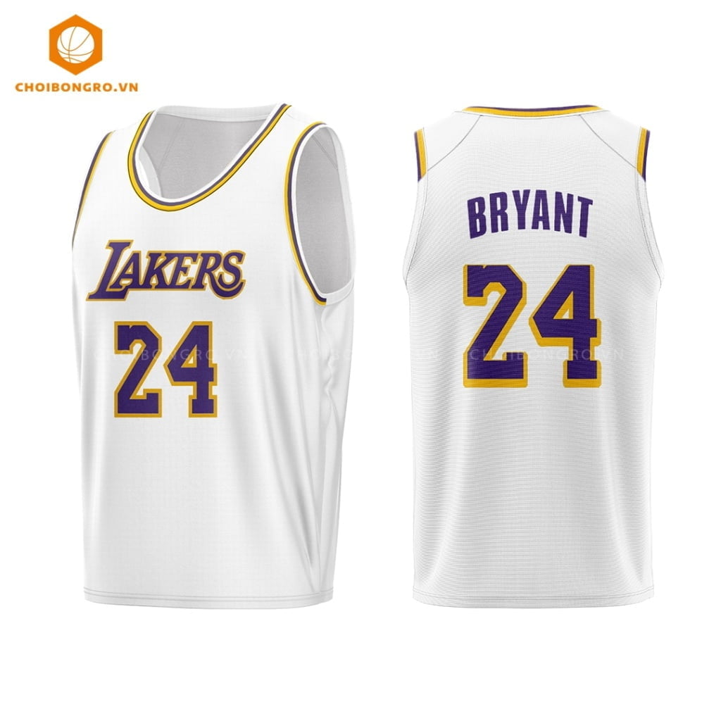 Áo bóng rổ Los Angeles Lakers - Kobe Bryant 24 trắng cổ tròn