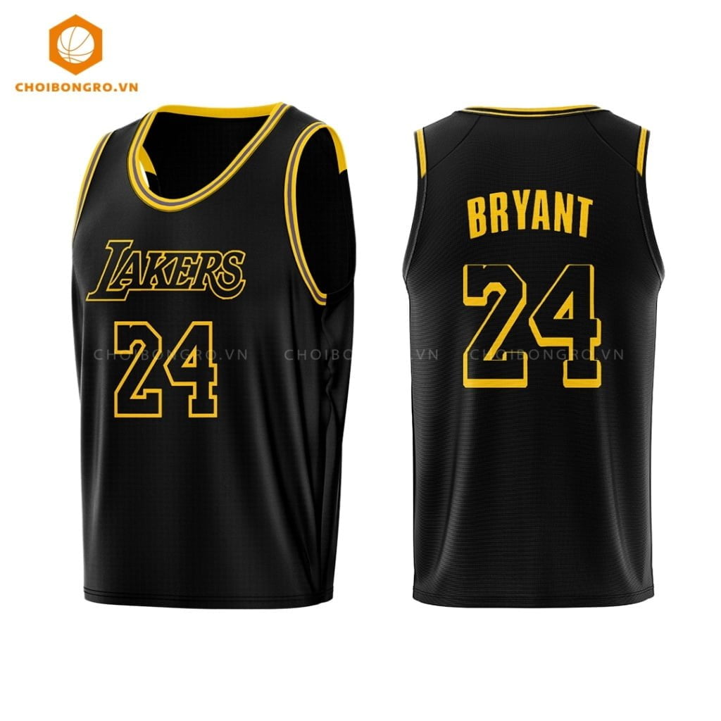 Áo bóng rổ Los Angeles Lakers - Kobe Bryant 24 đen gold