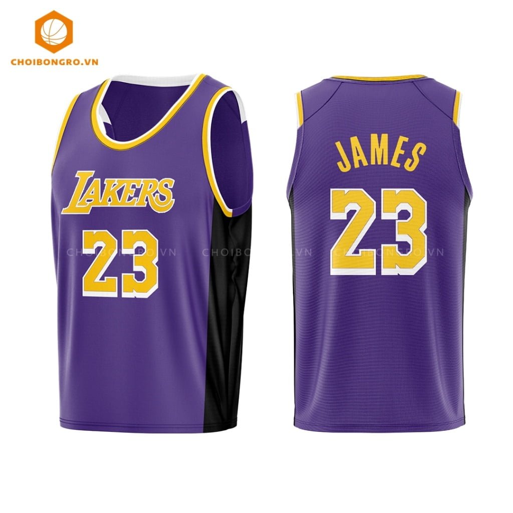 Áo bóng rổ Los Angeles Lakers – Lebron James 23 tím cổ tròn