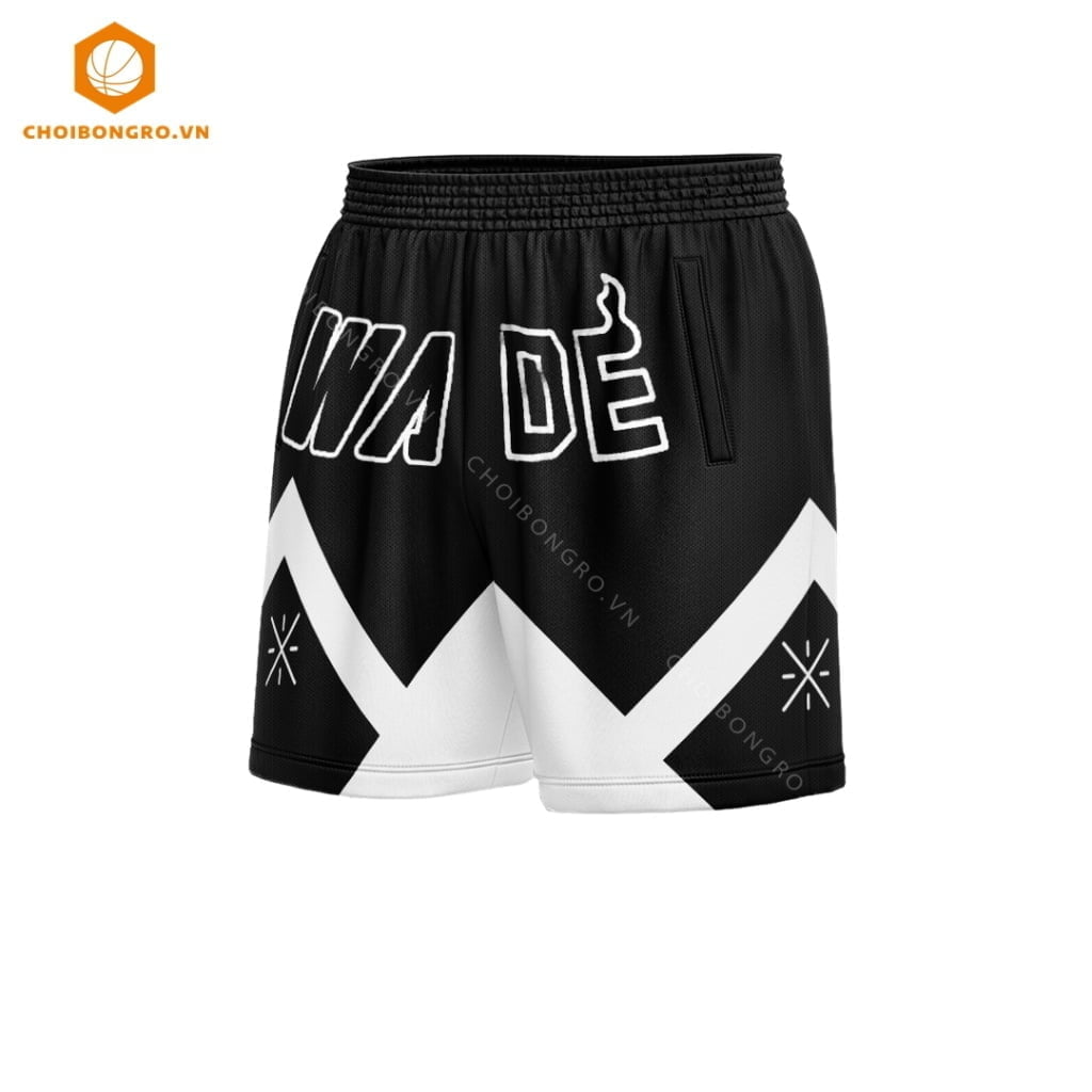 Quần bóng rổ Wade #733 - Wade đen trắng