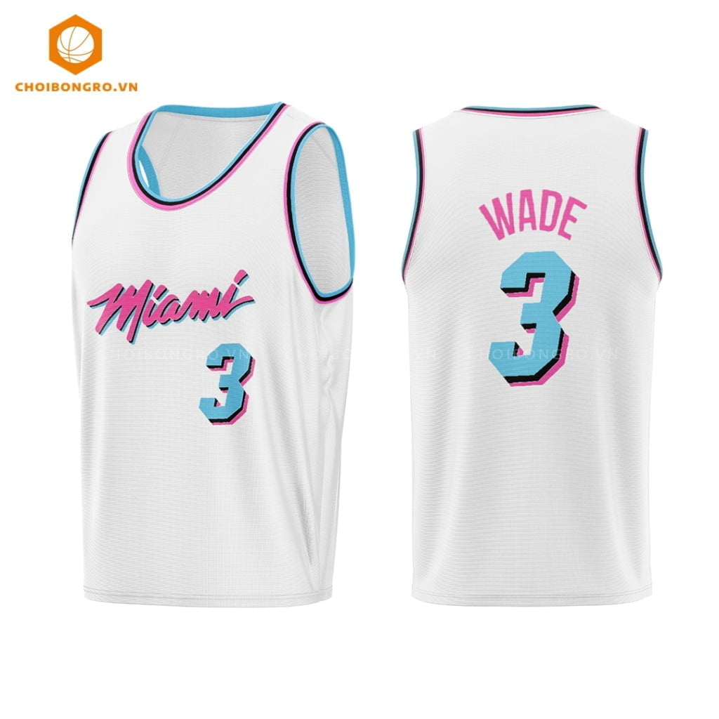Áo bóng rổ Miami Heats - Wade trắng