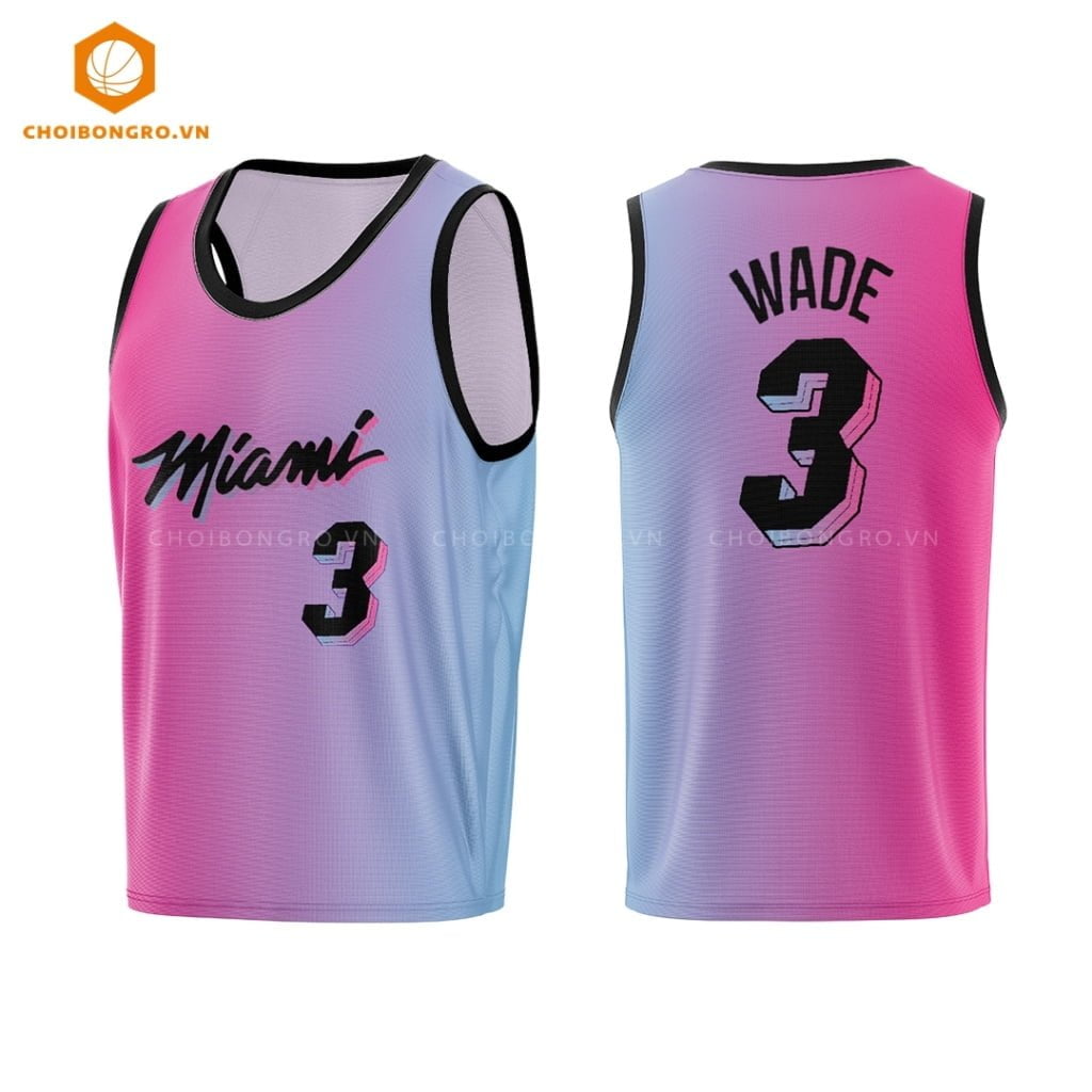 Áo bóng rổ Miami Heats - Wade xanh hồng