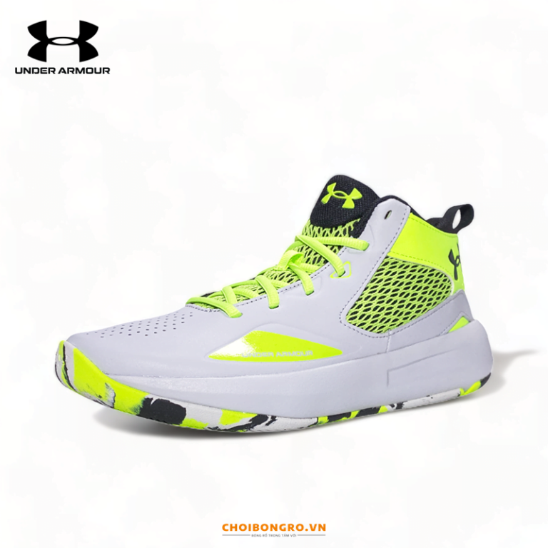 UA Lockdown 5 "Halo Grey Quirk Lime" chính hãng 3023949-601 | Ghi xanh - Hình ảnh 2