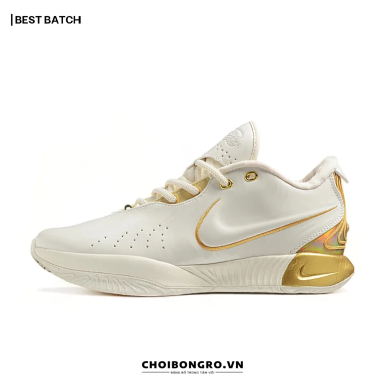 Nike LeBron 21 'White
  Metalic Gold' Replica - Trắng Gold