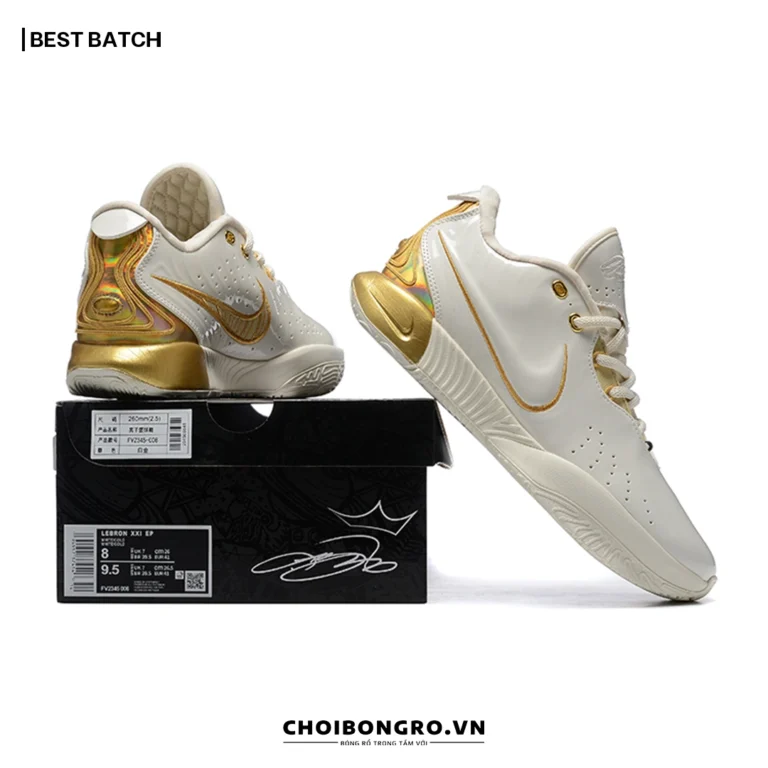 Nike LeBron 21 'White
  Metalic Gold' Replica - Trắng Gold - Hình ảnh 5