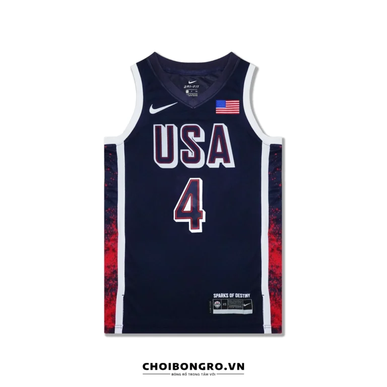 Áo  bóng rổ Swingman USA Olympic 2024 - Curry 4 - Xanh Navy - Hình ảnh 2