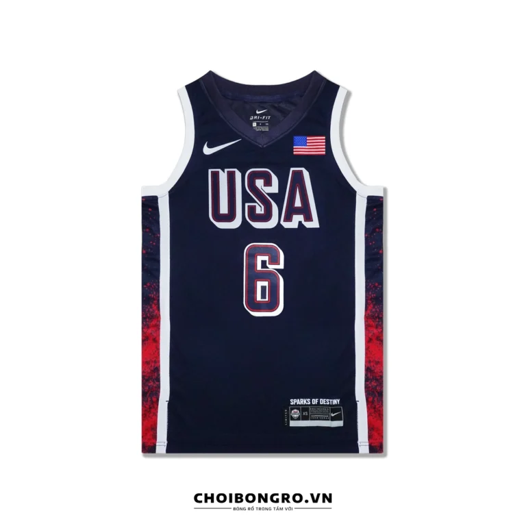 Áo
  bóng rổ Swingman USA Olympic 2024 - Lebron 6 - Xanh Navy