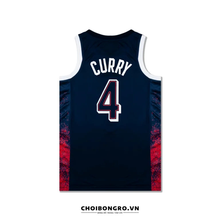 Áo  bóng rổ Swingman USA Olympic 2024 - Curry 4 - Xanh Navy - Hình ảnh 3