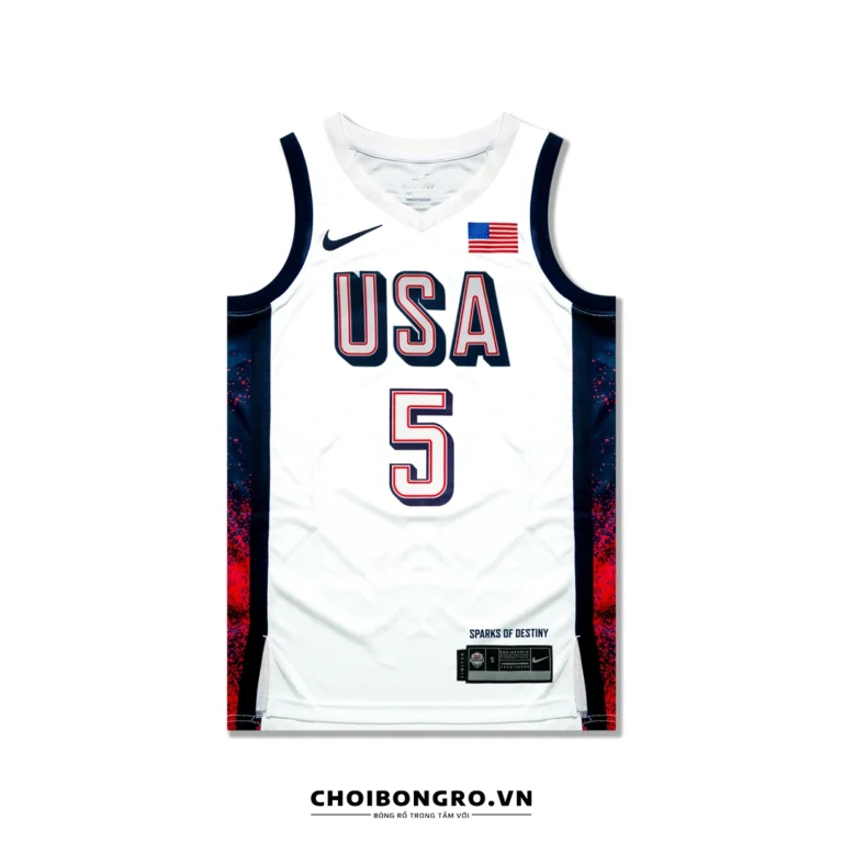 Áo bóng rổ Swingman USA Olympic 2024 -
  Edwards 5 - Trắng
