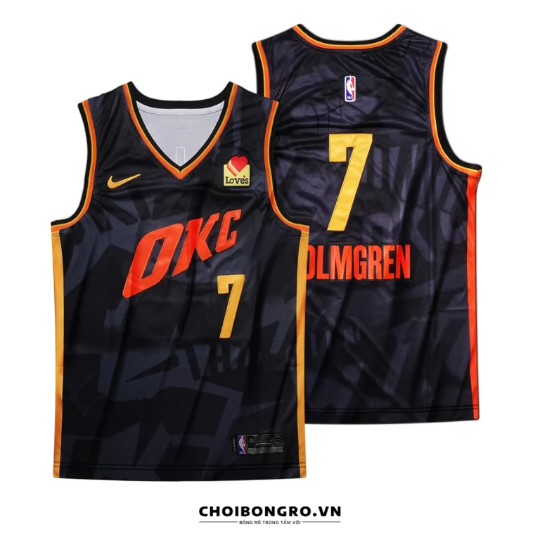 Áo bóng rổ Holmgren số 7 OKC mặt trước và mặt sau